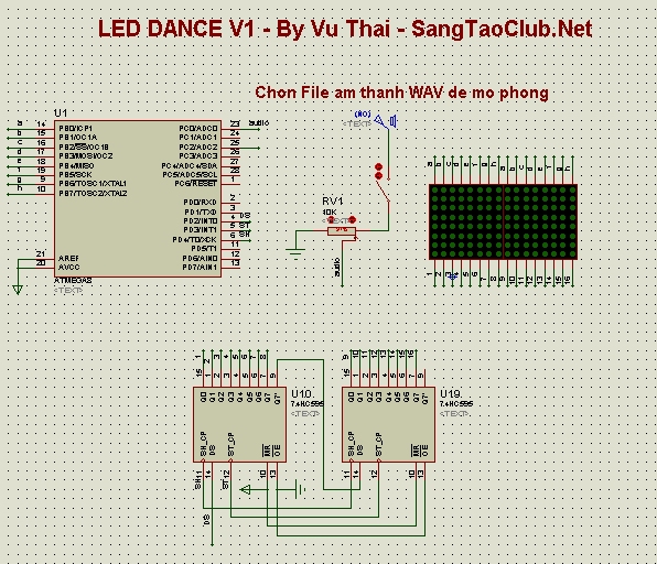 Mạch LED DANCE ver1 - LED nháy theo nhạc bằng matrix 8x16 - SangTaoClub.Net