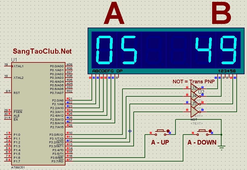 Lập trình quét LED 7 đoạn và nút nhấn - SangTaoClub.Net