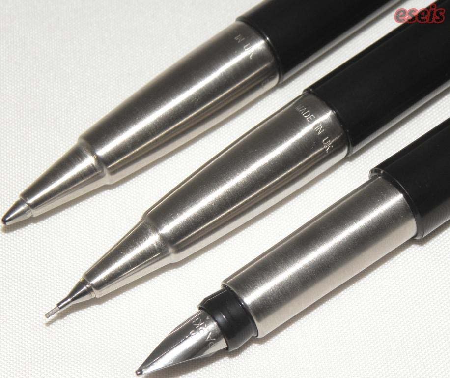 Pióro wieczne, ołówek i długopis przednia część korpusu