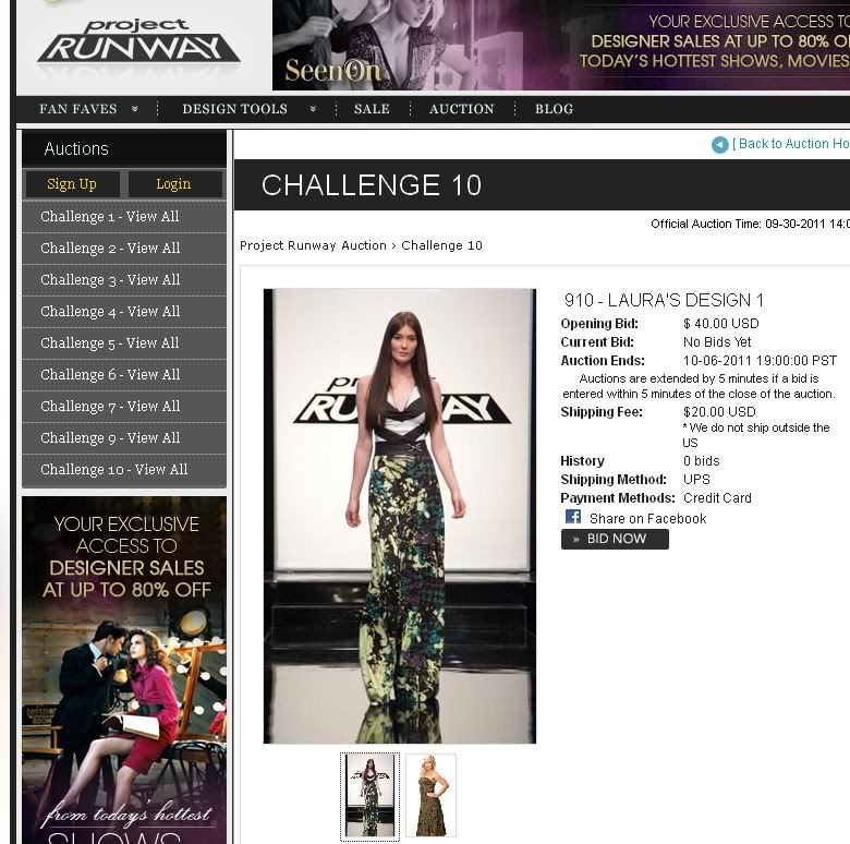 Project runway auction Laura Project Runway