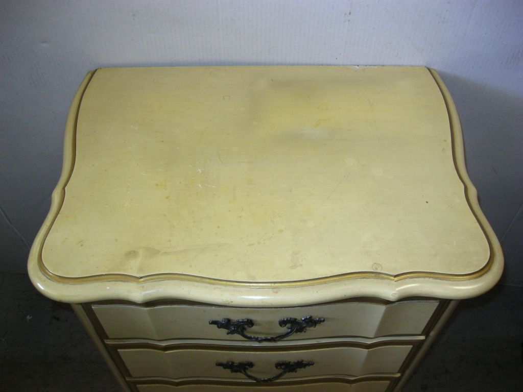 ... Vintage KENT COFFEY French Provincial NIGHT STAND Off White Gold Gilt